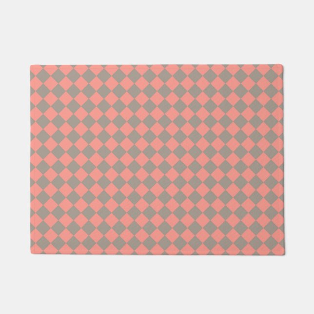 Felpudo Coral Gray Checker Diamond Pattern (Anverso)