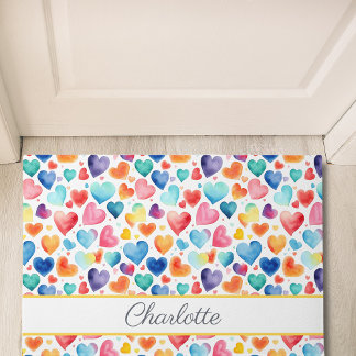 Felpudo Corazón acuarela Colorful Cute Love Nombre persona