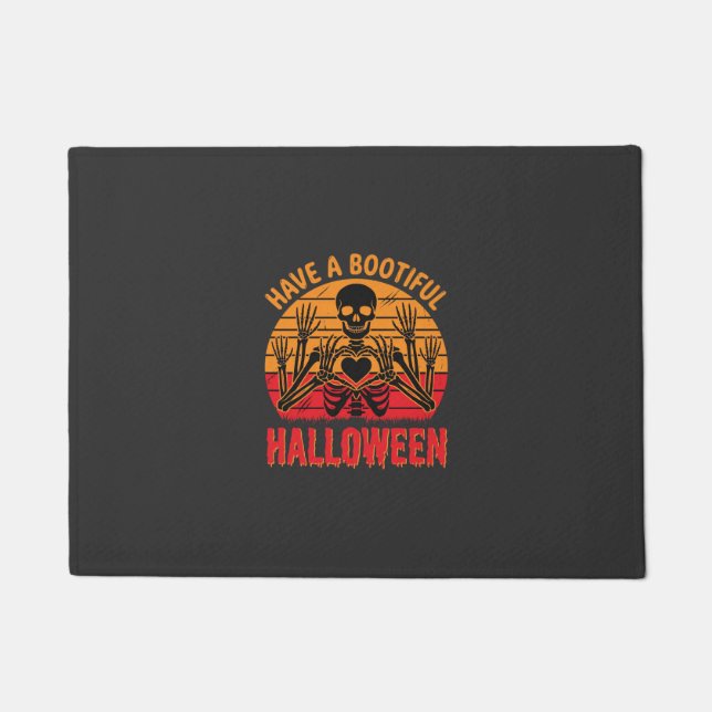 Felpudo Corazón de esqueleto de Halloween Bootiful puesta  (Anverso)