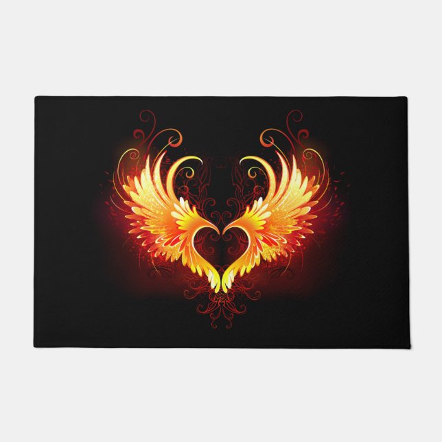 Felpudo Corazón de Fuego Ángel con Alas (Anverso)