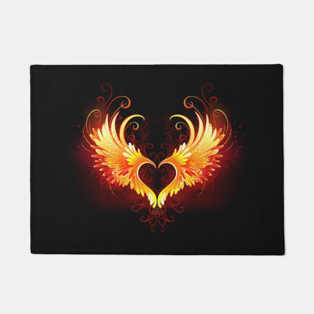 Felpudo Corazón de Fuego Ángel con Alas (Anverso)