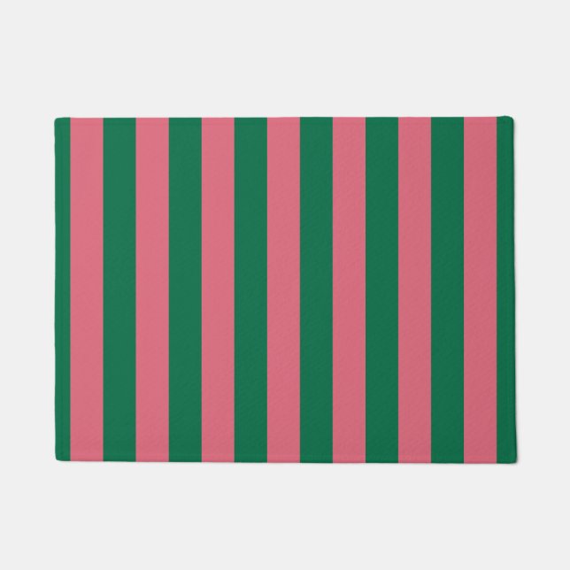 Felpudo Corazón de rosa escabeche verde raya (Anverso)