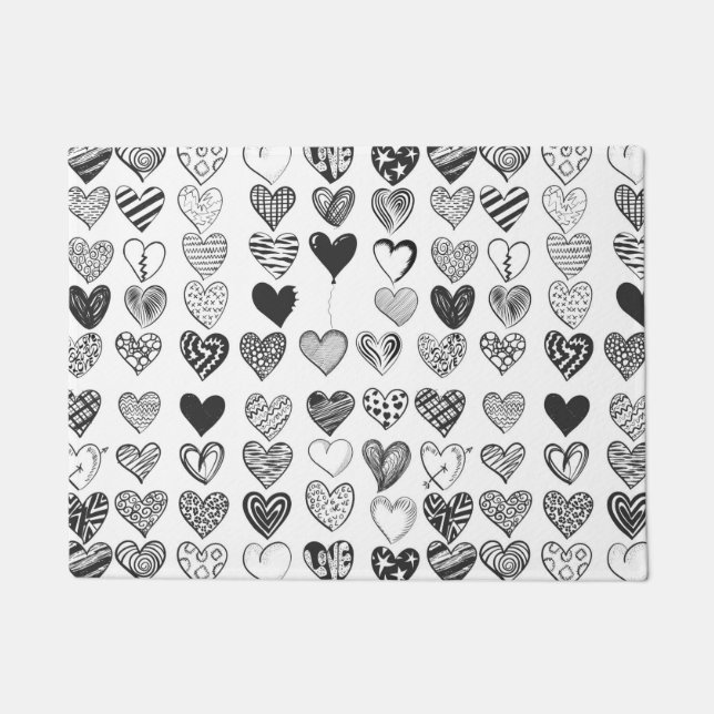 Felpudo Corazón en blanco y negro (Anverso)