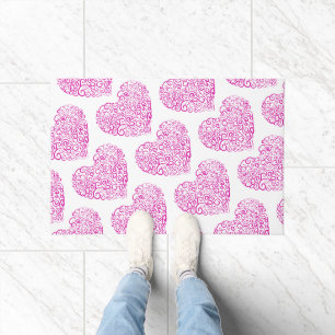 Felpudo Corazón rosa de escritura a mano espiral para Día