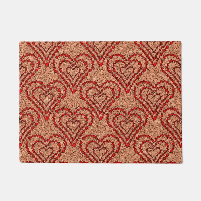 Felpudo Corazones de amor en tablero de corcho (Anverso)