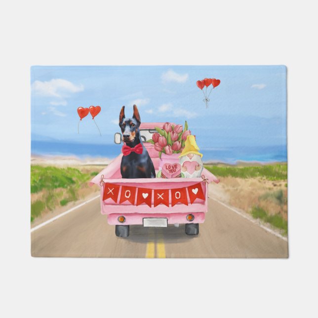 Felpudo Corazones de camiones El día de San Valentín de pe (Anverso)