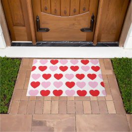 Felpudo Corazones de Día de San Valentín rojo y rosa