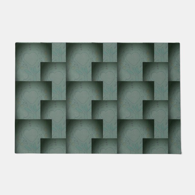 Felpudo Corazones de Nana (negro y gris) (Anverso)