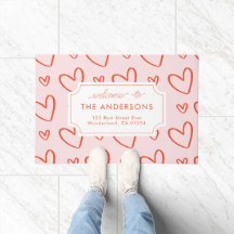 Corazones - dirección familiar rosa y roja