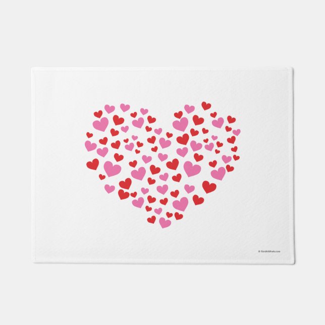 Felpudo Corazones Rojo Y Rosa (Anverso)