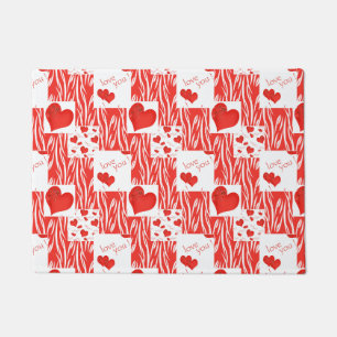 Felpudo corazones rojos, amor.