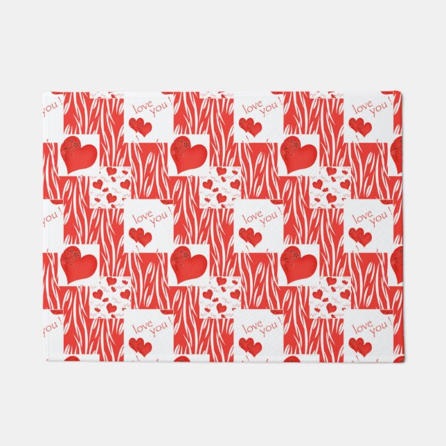 Felpudo corazones rojos, amor. (Anverso)