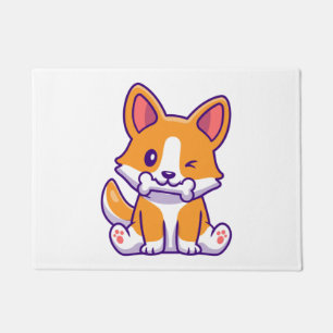 Felpudo Corgi corto con hueso