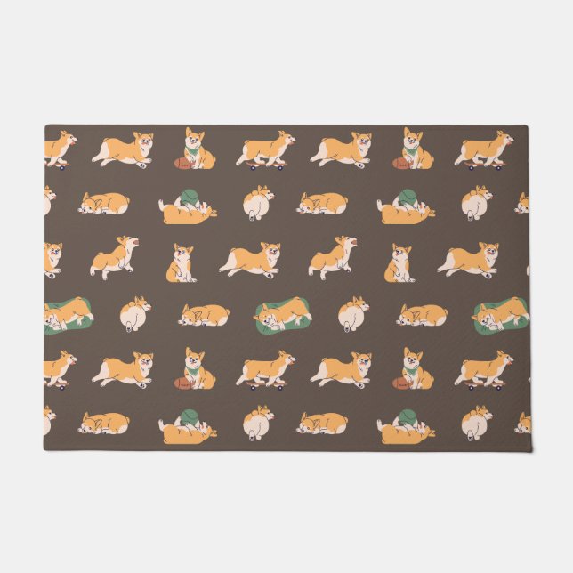 Felpudo Corgi Cute Playful (Anverso)
