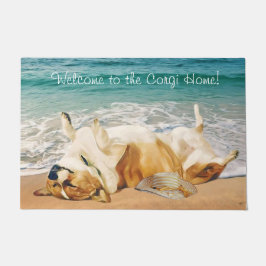 Felpudo Corgi de relajación Galés en la playa