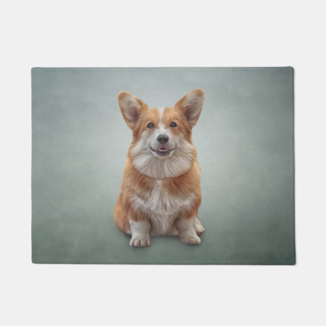 Felpudo Corgi Galés del perro del dibujo (Anverso)