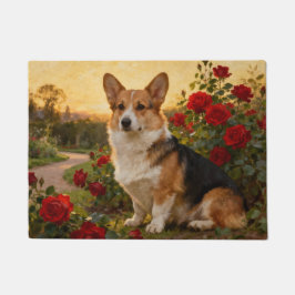 Felpudo Corgi in the Roses II