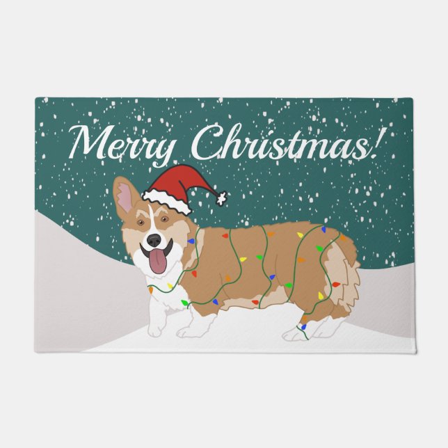 Felpudo Corgi Navidades de Cute (Anverso)