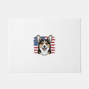 Felpudo Corgi Patriótico Bandera Americana Diseño Vector V