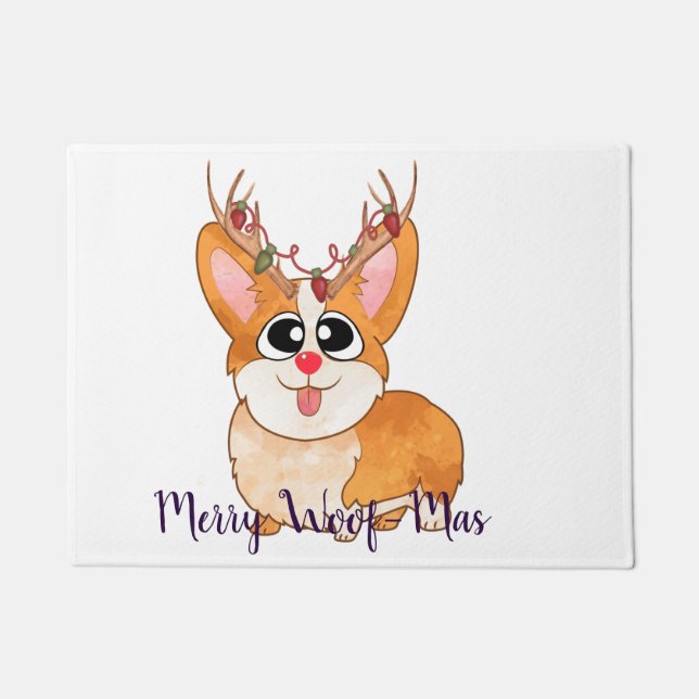 Felpudo Corgi, perro Navidad, Personalizado gracioso (Anverso)