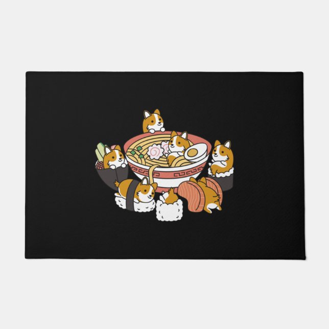 Felpudo Corgi Ramen Sushi (Anverso)