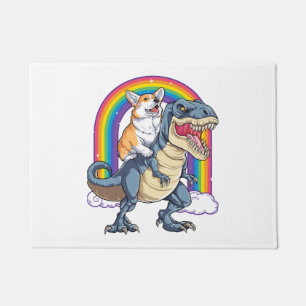 Felpudo Corgi Riendo Dinosaur T rex Shirt Funny Rainbow Do