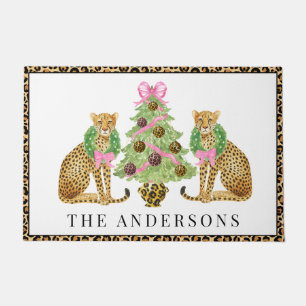 Felpudo Corona de Navidad Leopardo