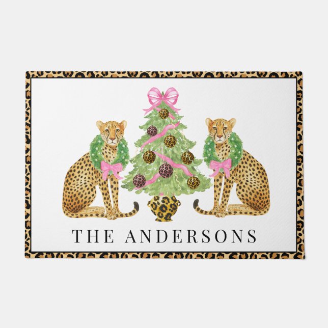 Felpudo Corona de Navidad Leopardo  (Anverso)