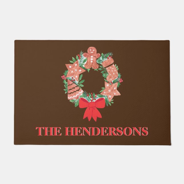 Felpudo Corona de Navidad Personalizada  (Anverso)