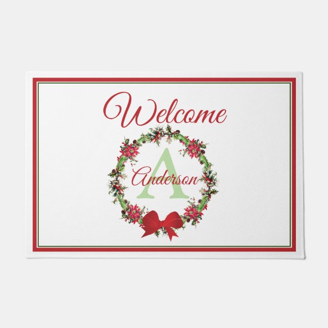 Felpudo Corona de Navidad personalizada (Anverso)