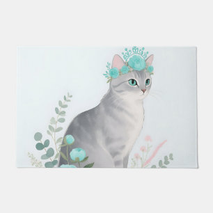 Felpudo Corona Floral Gato Gris