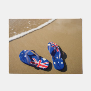 Felpudo Correas australianas de la bandera en la playa el