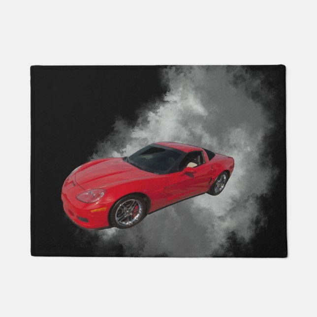 Felpudo Corvette rojo con fondo extraíble de humo gris (Anverso)