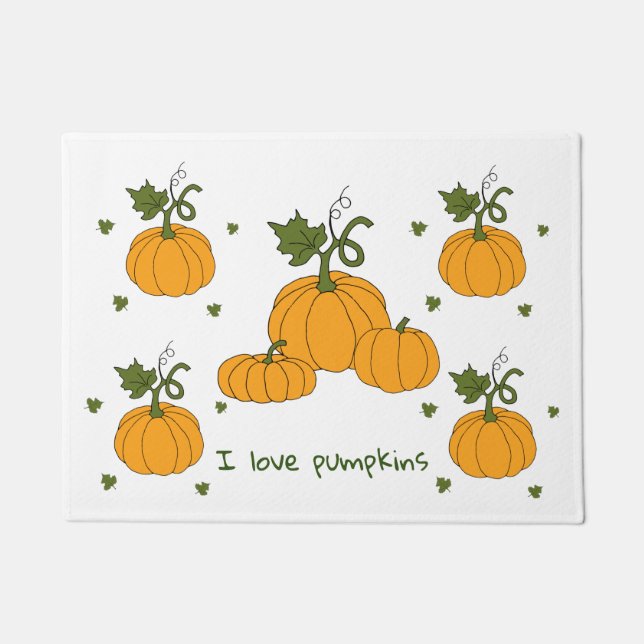 Felpudo Cosecha romántica de calabaza de naranja cutáneo (Anverso)