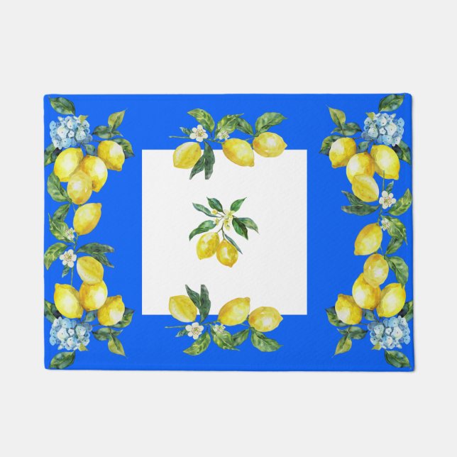 Felpudo Costa de Amalfi Lemons Ocean Blue (Anverso)