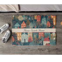 Felpudo Cosy Hygge Village Nordic Folk Art, personalizado