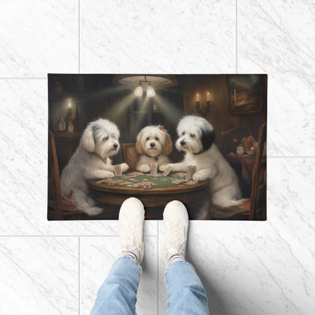 Felpudo Coton De Tulear Dogs Jugando Arte De Póquer (Interior)