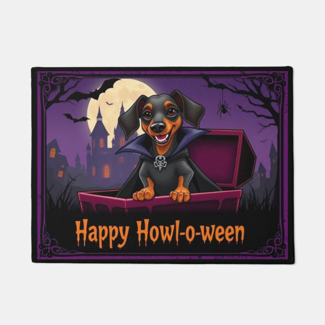 Felpudo Count Dachshund Happy Howl-o-ween (Anverso)