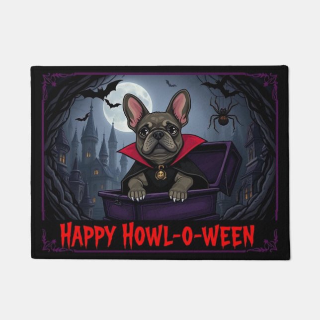 Felpudo Count French Bulldog Happy Howl-o-ween (Anverso)