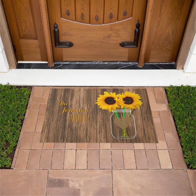 Felpudo Country Sunflower Mason Jar (Exterior)