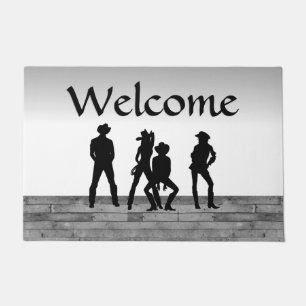 Felpudo Country Western Fun Black and White