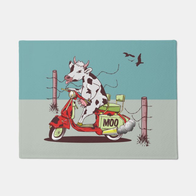 Felpudo Cow riding a retro moped (Anverso)