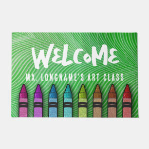 Felpudo Crayones Purpurina Arcoíris Profesor Aula Escuela