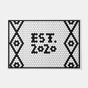 Felpudo Creado 2020 Tile Boda blanco y negro