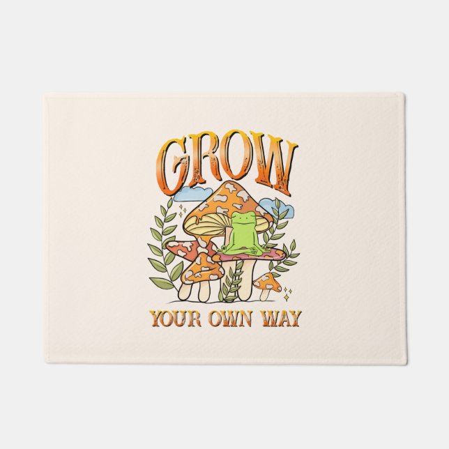 Felpudo "Crece tu propio camino" | Rana y hongo meditación (Anverso)