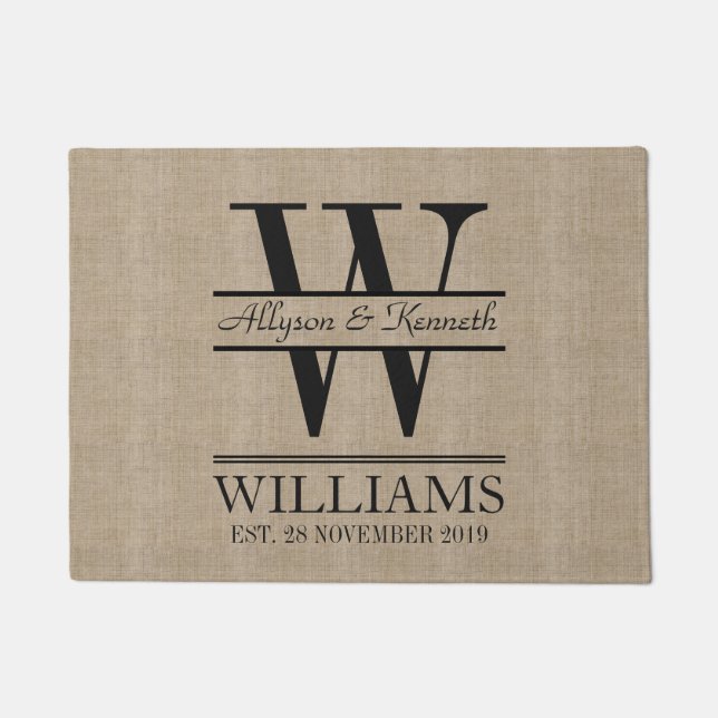 Felpudo Cree su propio monograma del aniversario del (Anverso)