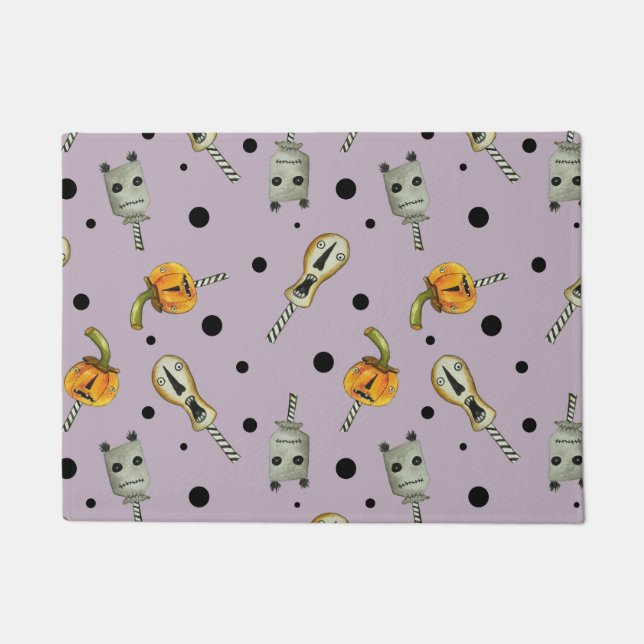 Felpudo Creepe Halloween Dolls_polsty morado (Anverso)