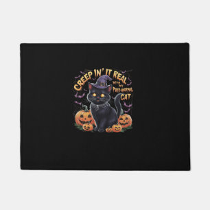 Felpudo Creepin' It Real_ Adorable Black Cat Halloween