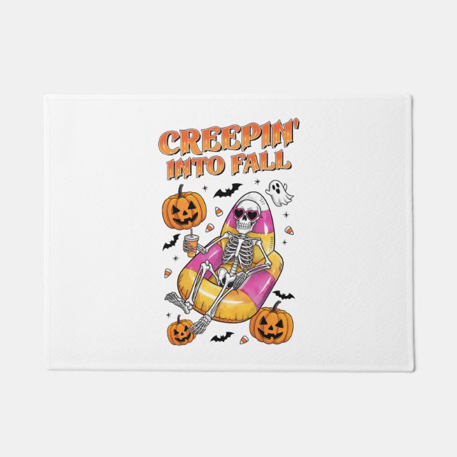 Felpudo Creepin retro en Halloween otoñal (Anverso)