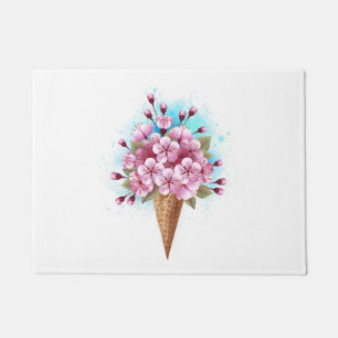 Felpudo Crema rosa de hielo Sakura Waffle Cone